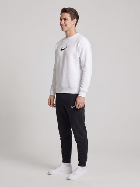 Чоловічий спортивний костюм Nike білого кольору демісезонний трикотажний комплект норма базовий брендовий набір кофта та штани 446 фото