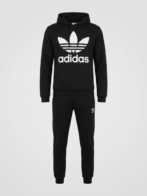 Чоловічий спортивний костюм Adidas демісезонний трикотажний комплект норма брендовий набір чорний світшот з логотипом та штани 304 фото