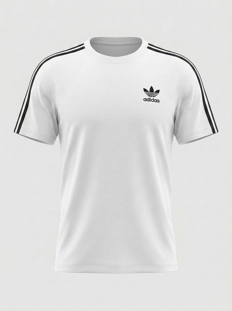Біла чоловіча бавовняна футболка Adidas &mdash; літня спортивна модель з круглою горловиною та логотипом 111117 фото