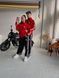 Жіночий теплий спортивний костюм Adidas зимовий трикотажний комплект на флісі норма затишна червона кофта на блискавці без капюшона та чорні штани 300 фото 5