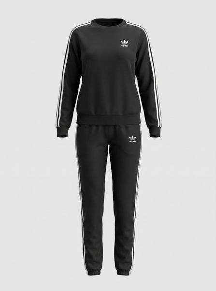 Жіночий спортивний комплект Adidas демісезонний трикотажний костюм норма класичний брендовий аутфіт з трьома смужками 221 фото
