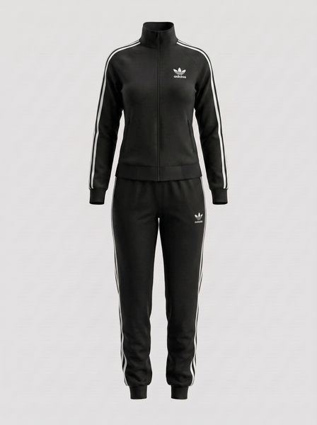 Жіночий теплий спортивний костюм Adidas чорний зимовий трикотажний комплект на флісі норма затишна кофта на блискавці без капюшона та штани 300 фото