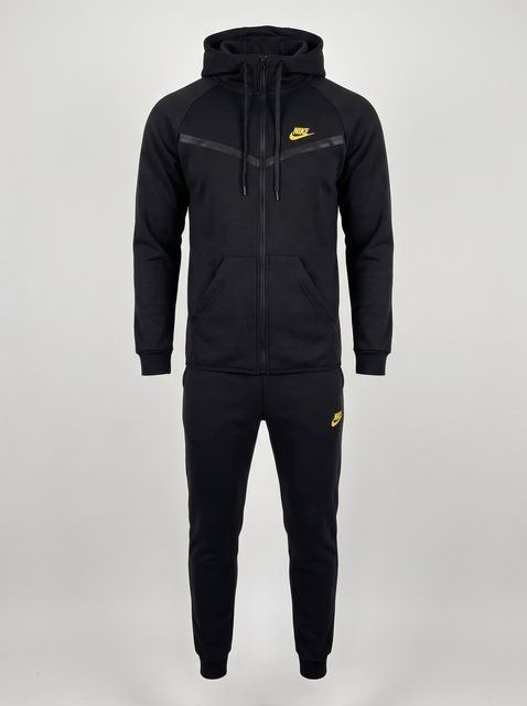 Чоловічий спортивний костюм Nike чорного кольору демісезонний трикотажний комплект норма базовий брендовий набір світшот та штани 310 фото