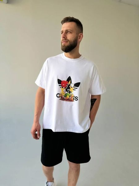 Біла трикотажна футболка оверсайз Adidas унісекс 161 фото