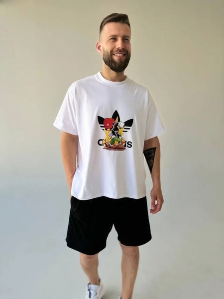 Біла трикотажна футболка оверсайз Adidas унісекс 161 фото